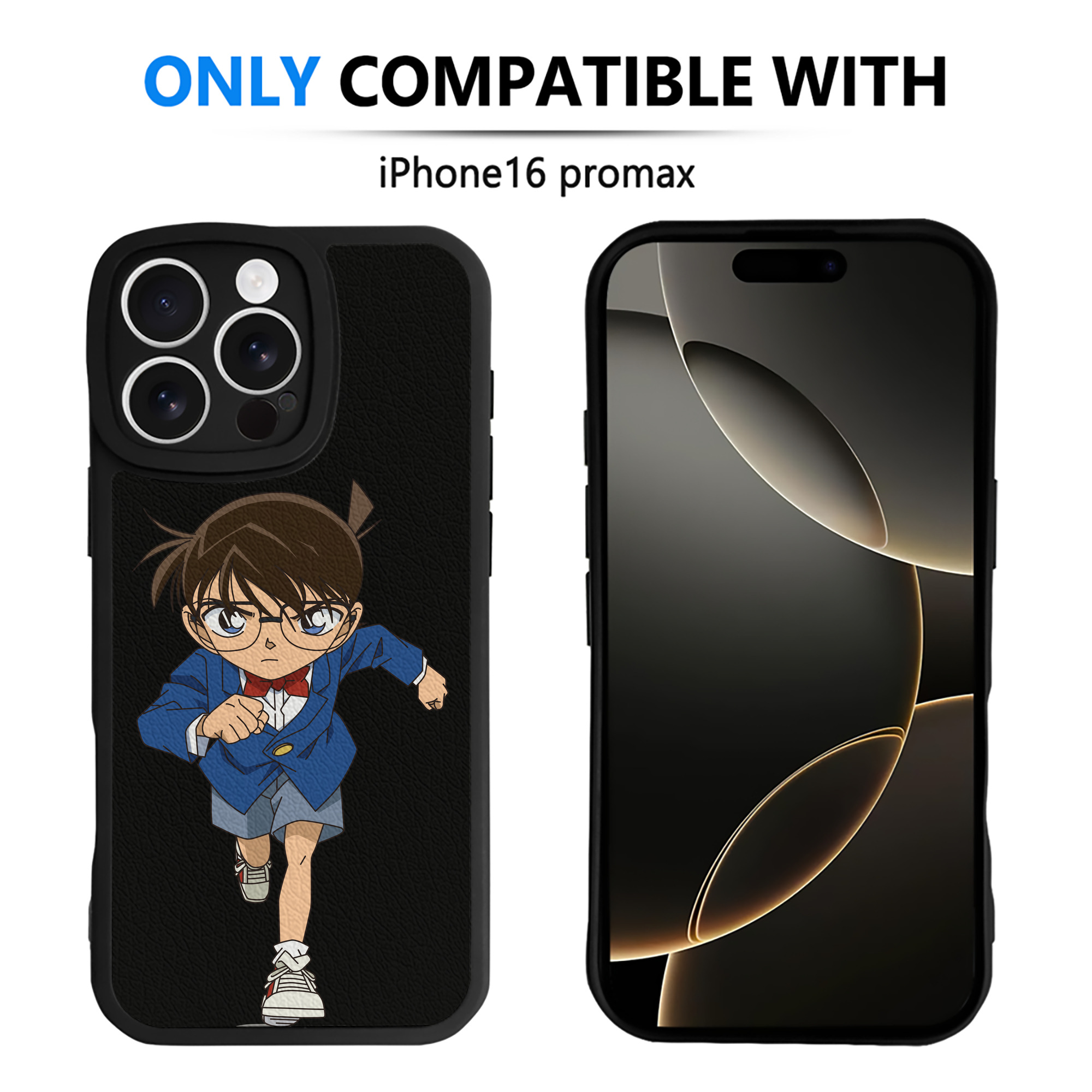 （画像用） 名探偵コナン 江戸川 コナン Detective Conan Conan Edogawa 【iPhone 16シリーズ対応】シリコンスマホケース（レザー調） 材質：シリコン